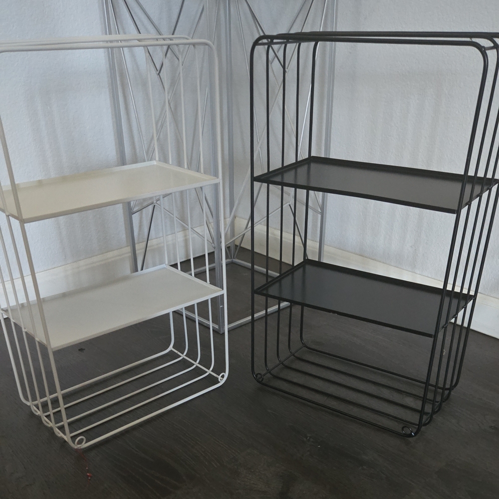 Black and White Metal Shelving Units